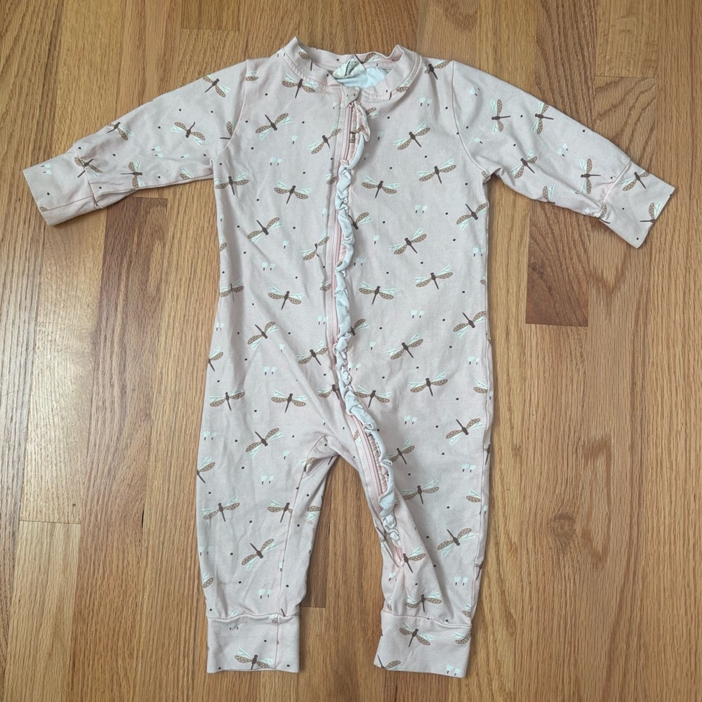 Viverano Organics Ruffled Romper 12-18M, Dragonfly Print, Boutique Baby Clothes‎